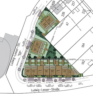 Lageplan Stadthäuser Ludwig-Lesser-Straße, Henningsdorf