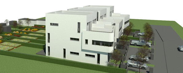 Neubau 7 Townhäuser (5RH + 2DH), Perspektive